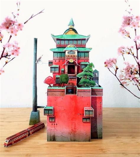 Bath House From Spirited Away Paper Model Kit Papercraft Etsy Paper