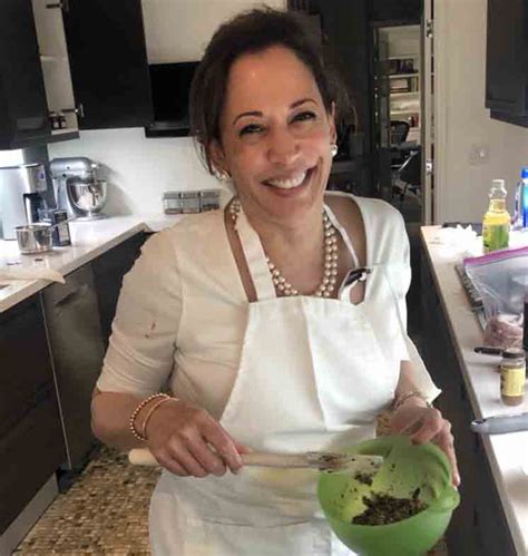 phony photo op alert kamala harris cooking in a new apron and pearls