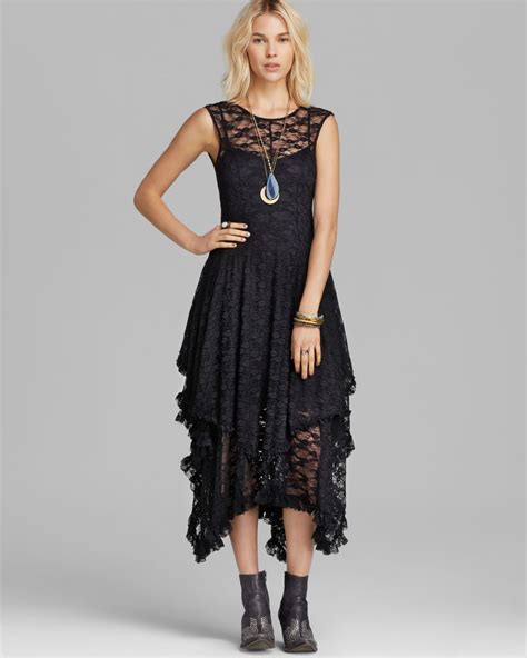 Lyst Free People Slip Dress Stretch Lace French Court In Black