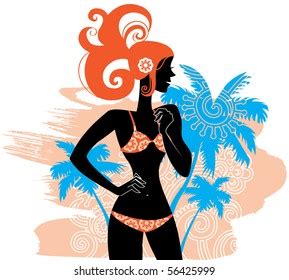 Summer Background Woman Silhouette Stock Vector Royalty Free
