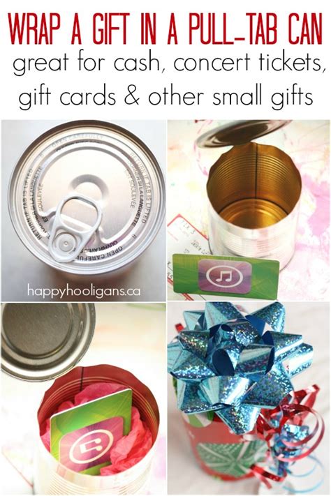 Stickers are a fun way to decorate a gift card box and make it feel more unique. How-to-wrap-a-gift-in-a-pull-tab-can-Happy-Hooligans- Red Ted Art's Blog