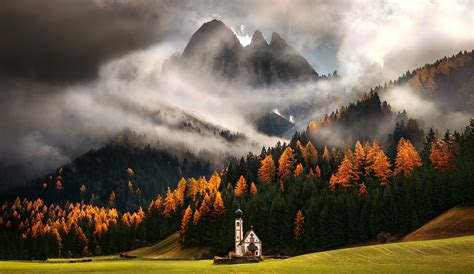 Interesting Photo Of The Day Italian Dolomites Church In Autumn