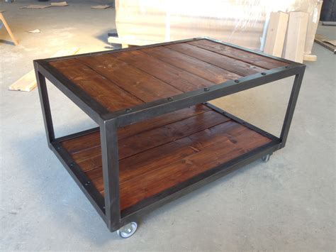 table basse fer / bois industriel | Mesas