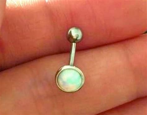 Opal Belly Button Ring Floating Navel Ring Gold Dainty Belly Etsy