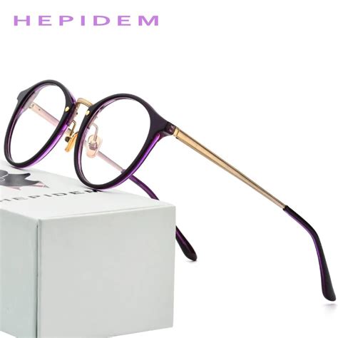 Acetate Optical Glasses Frame Women 2018 Metal Men Retro Round Prescription Eyeglasses Ladies