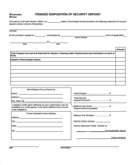 deposit invoice template   word  format