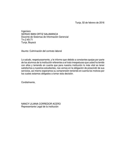 Carta De Despido By Nancycorredor Issuu