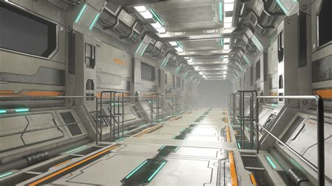 3D Model Sci Fi Modular Corridor Version 2 VR AR Low Poly CGTrader