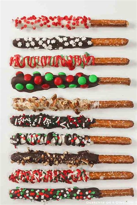 Christmas Chocolate Covered Pretzel Rods Easy Christmas Desserts