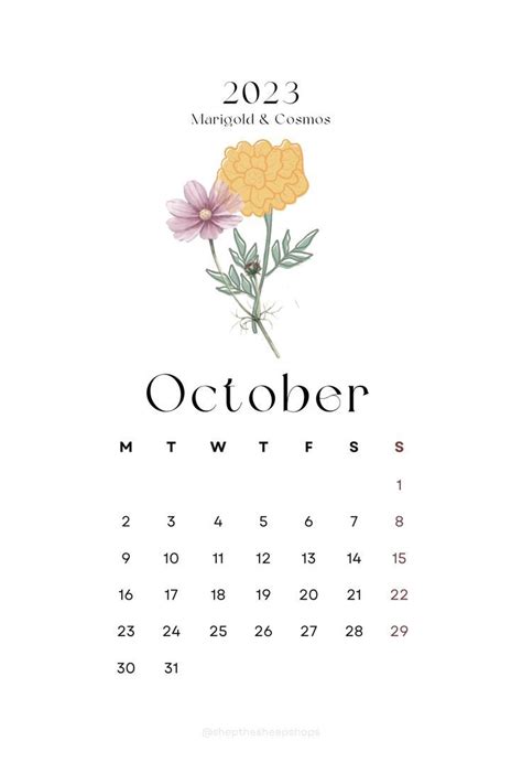 Simple Minimal 2023 Monthly Calendar For October Artofit