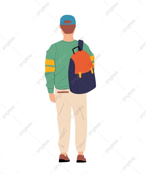 Boy Backpack Vector Hd Images Cartoon Boy With Backpack Figure Look