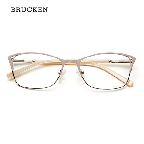 buy metal women cat eye optical glasses frame clear beautiful fashion
