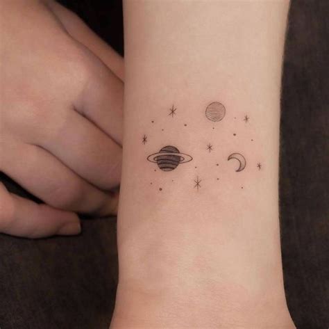 Planets Moon Stars Black And White Wrist Tattoo Moon And Stars Tattoo