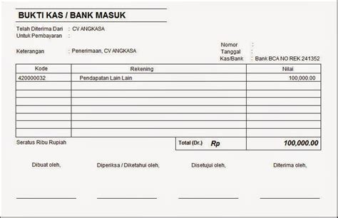 Diposting oleh sutharno ( enno ) blogs di 19.57. Bukti Transaksi Kas Bank