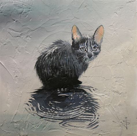 Cat In The Rain Painting By Jan Szymczuk