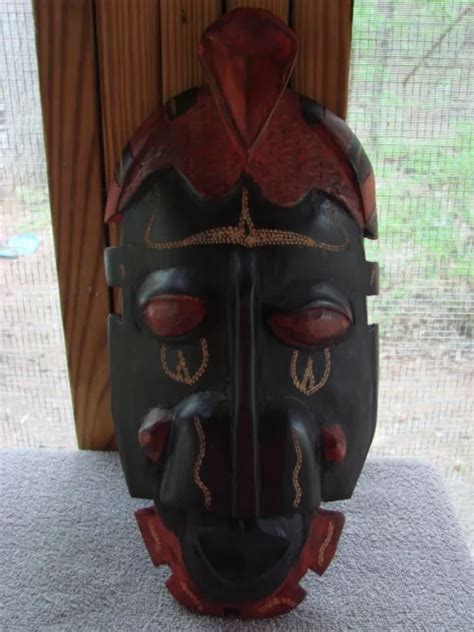 Hand Carved Wooden African Tribal Face Mask Folk Art Wall Decor 2495