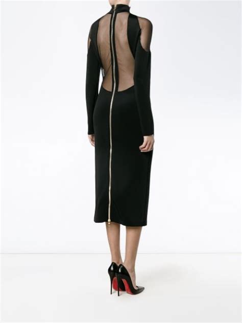 Balmain Black Long Sleeves Dress Modesens