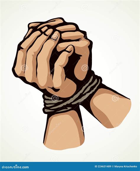 Roped Bound Hands Vector Drawing Stock Vector Illustration Of