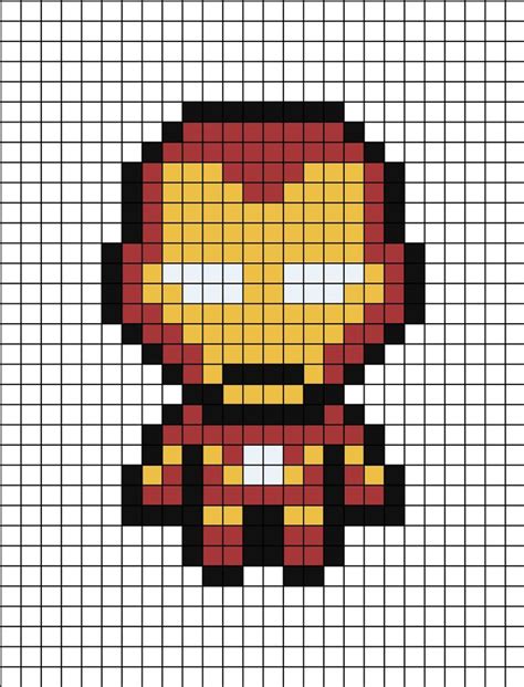 Iron Man Pixel Art Ironman Dibujo Punto De Cruz De Marvel Lindos
