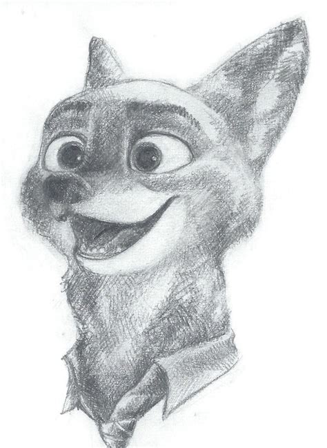 Disneys Zootopia Nick Wilde Pencil Portrait By Alexandrabowmanart
