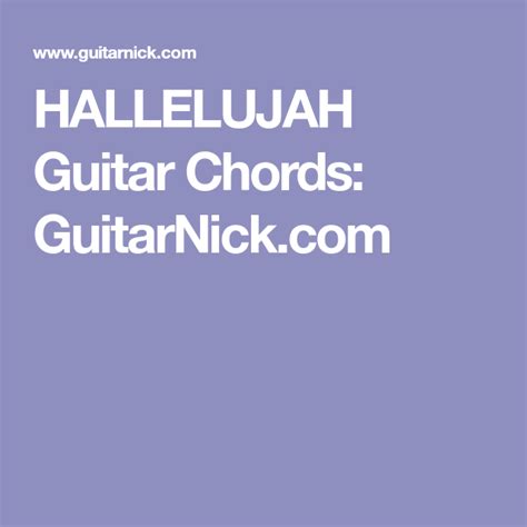 Hallelujah Guitar Chords Guitar Chords Hallelujah