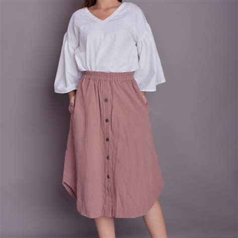 Apple Cut Button Down Linen Skirt Long Linen Skirt Front Etsy