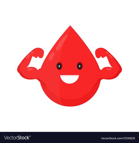 Red Blood Happy Cute Smiling Drop Royalty Free Vector Image