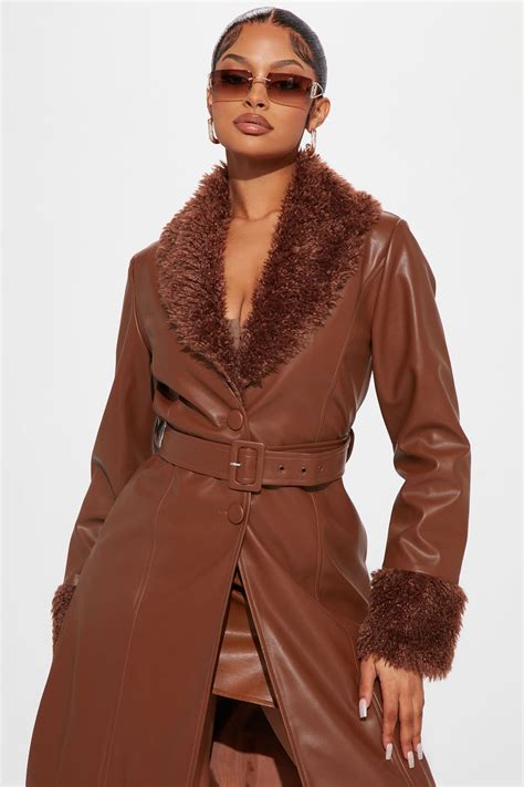 center of attention faux leather coat cognac fashion nova jackets and coats fashion nova
