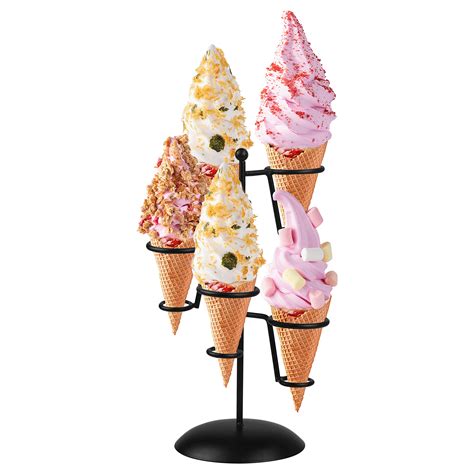 Buy Black Iron Ice Cream Cone Holder Stand With Base 5 Holes To Display
