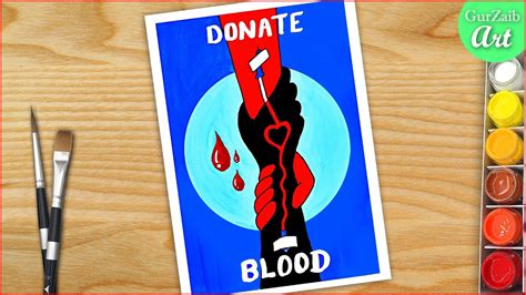How To Draw Donate Blood Poster Blood Donation Day Poster Painting