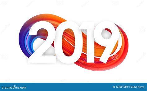 Vector Illustration Happy New Year Number Of 2019 On Colorful