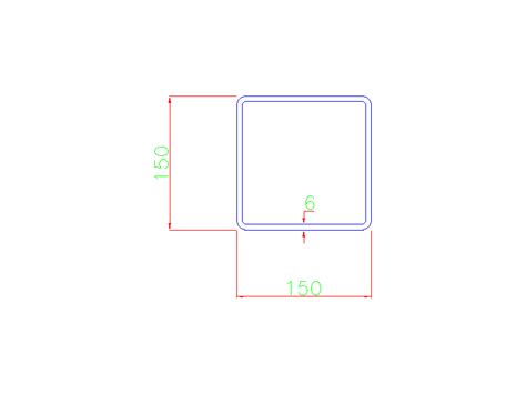Square Tube 150x150x6 Free Cad Block And Autocad Drawing