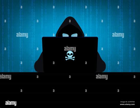 Blue Hacker Attack Background Skull Stock Vector Images Alamy