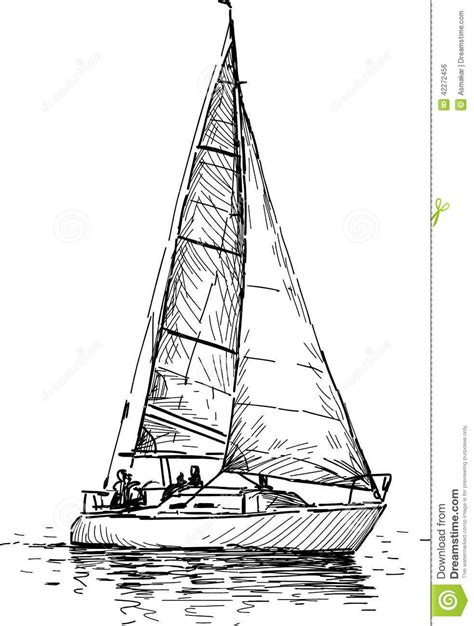 Sailboat Drawing Sketch Sailboat Drawing Sketch Sailing Yacht Stock