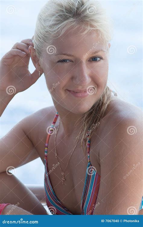 Portrait Of Tanned Woman Stock Photo Image Of Face Camera 7067040