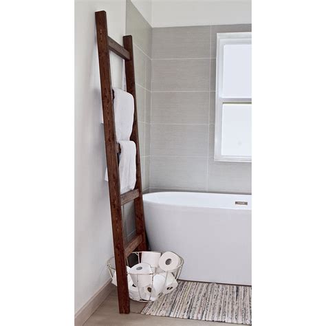 Mdesign large freestanding towel rack holder with storage shelf. BrandtWorksLLC Free Standing Ladder Towel Rack | Wayfair