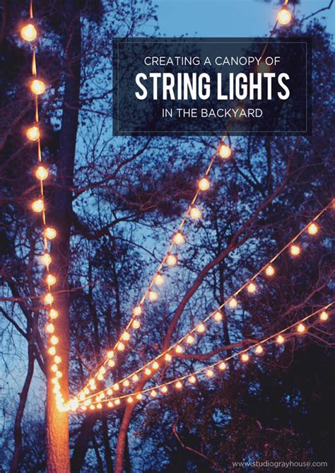 Every backyard party needs some kind of music. A Canopy of String Lights in our Backyard | Gray House Studio