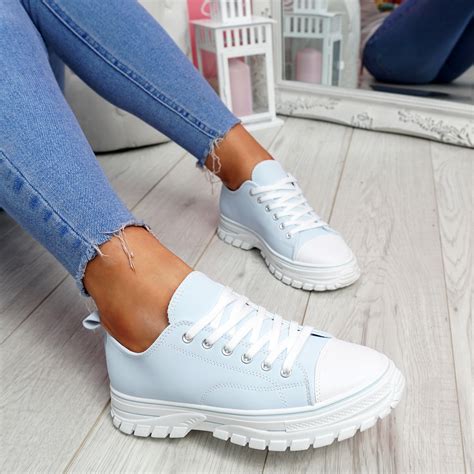 Womens Ladies Lace Up Trainers Comfy Casual Chunky Sneakers Plimsolls
