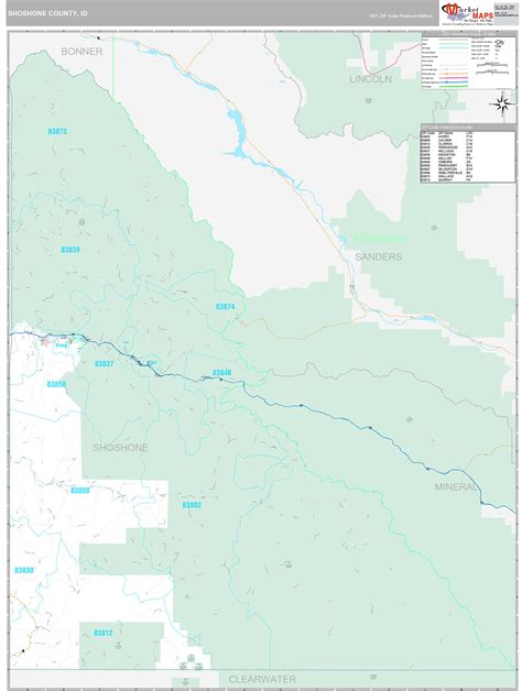 Shoshone County Id Wall Map Premium Style By Marketmaps