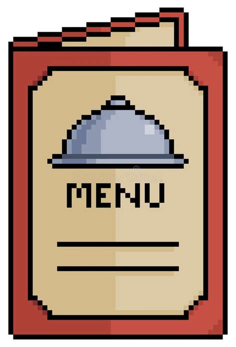 Pixel Art Restaurant Menu Icon For 8bit Game Stock Vector
