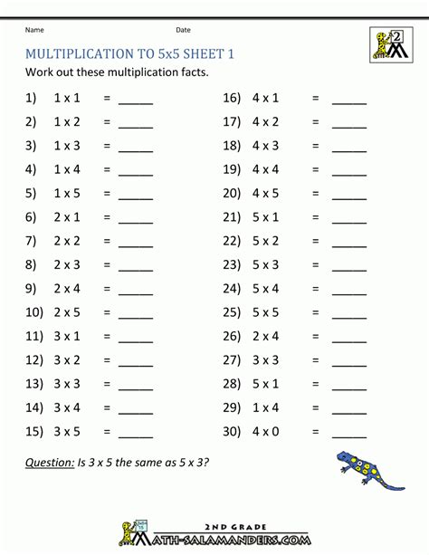 Worksheets On Multiplication For Grade 2 | PrintableMultiplication.com