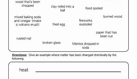 Properties Of Matter Worksheet 5th Grade