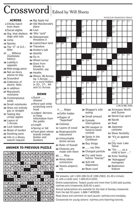 Free Printable Nytimes Crossword Puzzles
