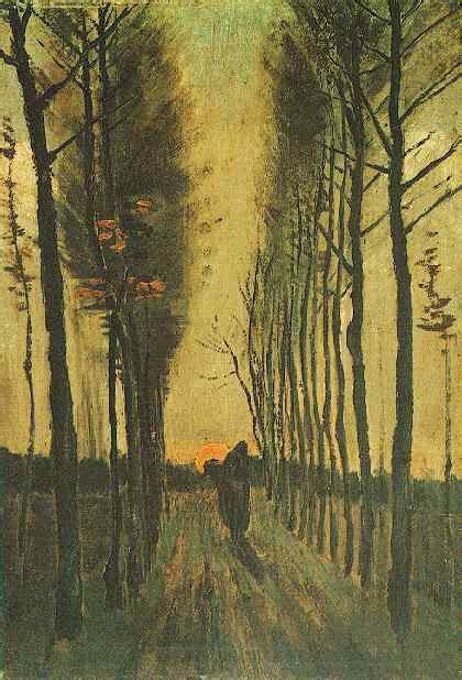 Avenue Of Poplars At Sunset Painting Vincent Van Gogh Oil Paintings