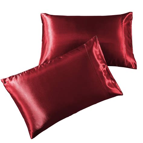 Satin Pillowcase King 2 Pack Burgundy Hotel Luxury Silky Pillow