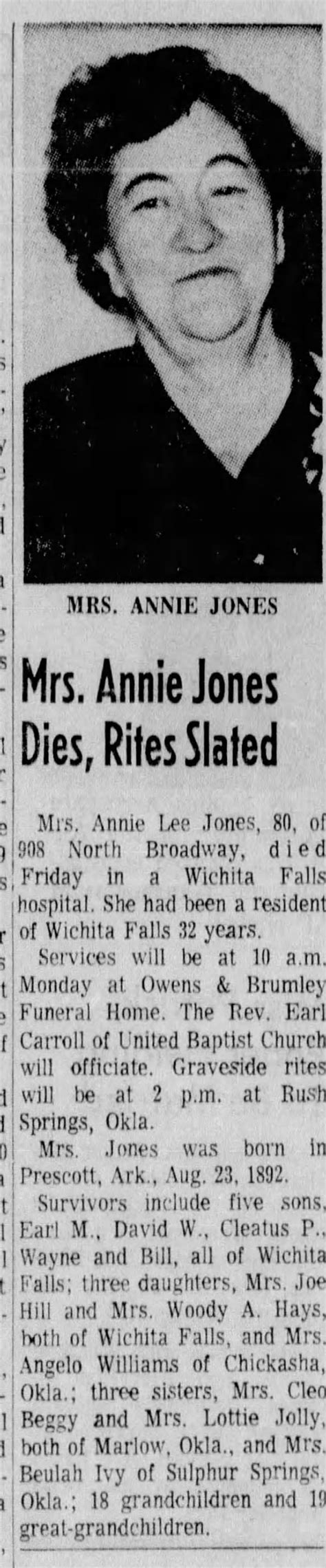 obituary for annie lee jones