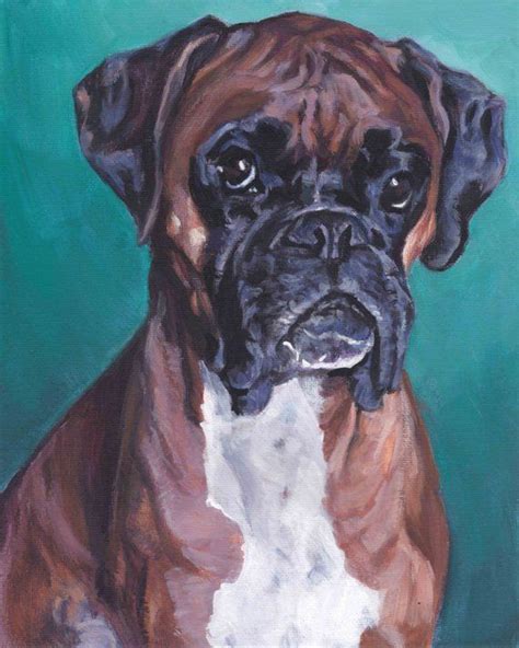 Boxer Dog Portrait Art Print Of Lashepard Painting 8x10 Etsy Dog