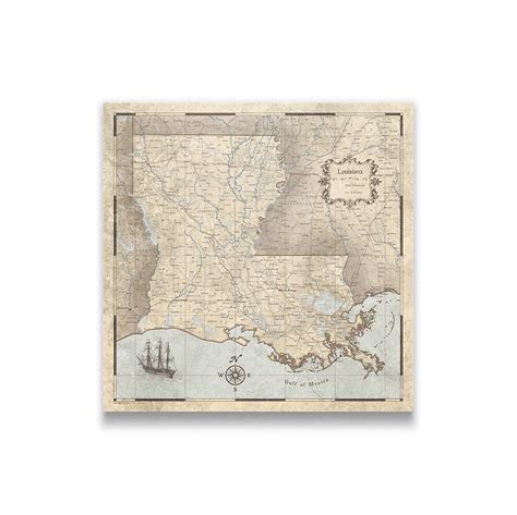 Push Pin Louisiana Map Pin Boardposter Rustic Vintage Freeshipping