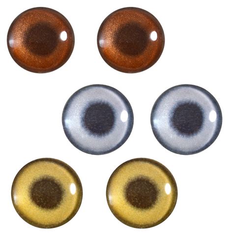 3 Pairs Bundle Of Metallic Glass Eyes Handmade Glass Eyes