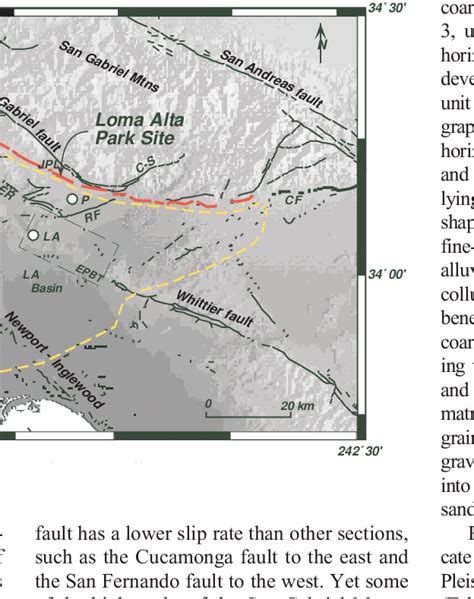 Map Of Southern California Showing Major Faults Cf Cucamonga Fault